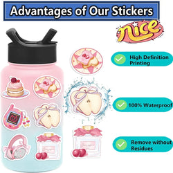 50Pcs Kawaii Cartoon Pink Stickers Cute Aesthetics DIY Toy Gift Graffiti Waterproof Decal for Phone Luggage Laptop Scrapbook (ONLINE ORDER ONLY)