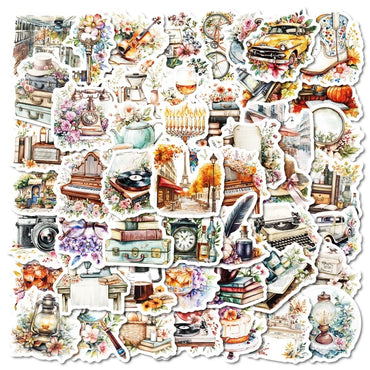 10/30/50PCS Vintage Fresh Life PVC Sticky Sticker Aesthetic Stationery DIY Decoration Scrapbooking School Supplies for Kids (ONLINE ORDER ONLY)