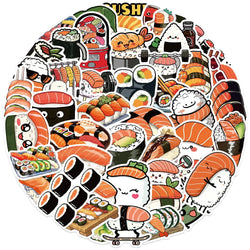 10/50pcs Kawaii Cute Japanese Sushi Decorative Stickers Aesthetic DIY Kids Toy Phone Fridge Laptop Bottles Scrapbooking Sticker (Online Order Only)