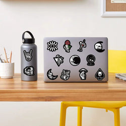 50PCS Horror Black White Death Graffiti Halloween Gothic Sticker Motorcycle Laptop Phone Helmet Car Stationery Bike Cool Decals (ONLINE ORDER ONLY)