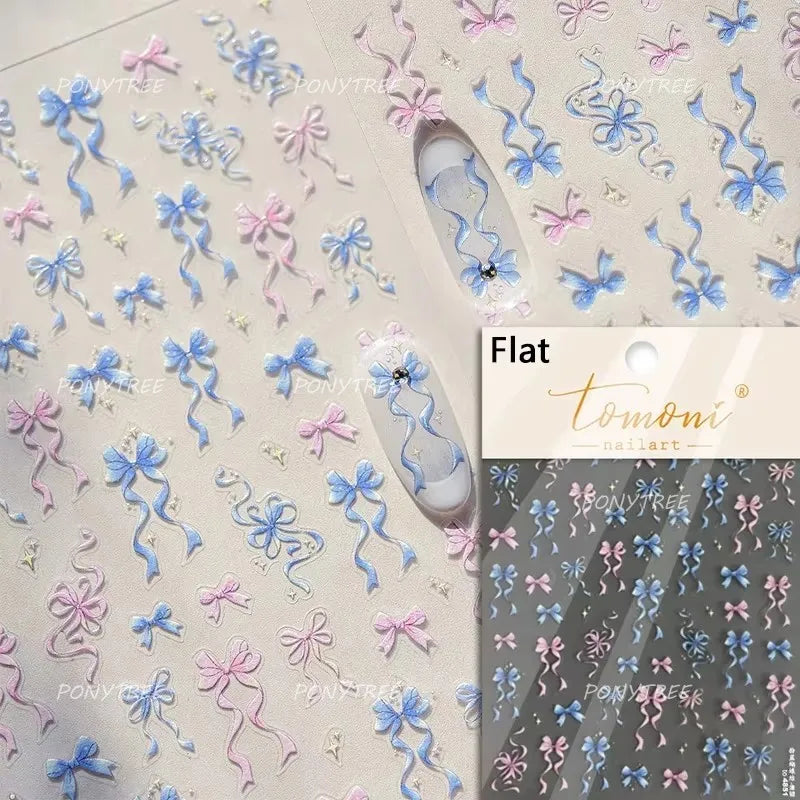 White Pearl Various Bowknot Line Tassel Tender Ribbon Arc Charming Self Adhesive Nail Art Decorations Stickers Manicure Decals (ONLINE ORDER ONLY)