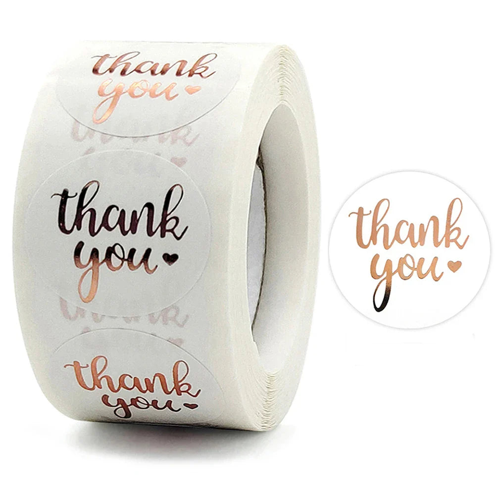 500pcs/roll Round Brown labels Thank You Kraft Stickers 1 inch Wedding Pretty Gift Envelope Sealing Label Stickers Stationery (ONLINE ORDER ONLY)