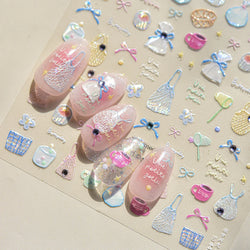 Cute Dream Catcher Net Bag Water Cup Woven Mesh Star Dreamy Bowknot Butterfly Embossed Adhesive Nail Art Sticker Manicure Decal (ONLINE ORDER ONLY)