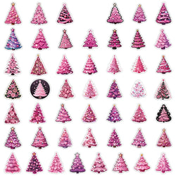 10/30/50PCS Pink Christmas Tree Stickers Aesthetic DIY Decoration Skateboard Laptop Phone Motorcycle Bike Car Decals Kids Gift (ONLINE ORDER ONLY)
