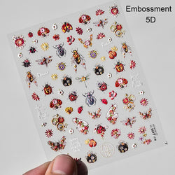 Red Plum Blossom Flower Chinese 3D Self Adhesive Nail Art Decoration Stickers Cheongsam Iris Lily Lotus Vase 5D Manicure Decals (ONLINE ORDER ONLY)