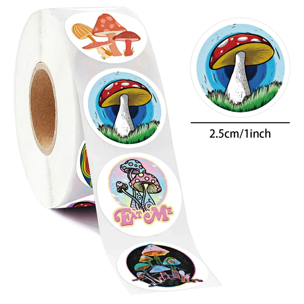 500pcs Summer Cartoon Beaches and Mushrooms Sticker Roll (Online Order Only)