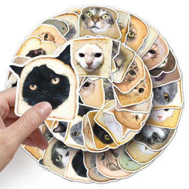10/30/50PCS Bread Cat Graffiti Stickers Funny Cat Decoration Animal DIY Luggage Laptop Phone Guitar Car Bike Skateboard Decals (Online Order Only)