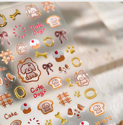 Lovely Dog Bone Bowknot Bread Graffiti Cake Cherry 3D Line Paw Adhesive Nail Art Stickers Cute Cartoon Manicure Decals Wholesale (ONLINE ORDER ONLY)