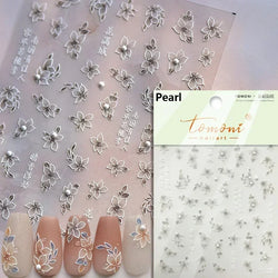 Gradient Coloredful Flower Petal Green Leaf Dreamy Shiny Chinese Rose Fantasy Relief Adhesive Nail Art Stickers Manicure Decals (Online Order Only)