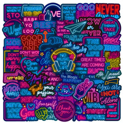 Neon Inspirational Stickers - 10/30/50PCS Graffiti Decals for Laptop, Phone, Guitar, Suitcase (ONLINE ORDER ONLY)