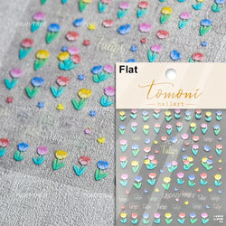 Hot Stamping Jelly All Tulips Garden Flower Bowknot Wave Lace Line Golden and Radiant Adhesive Nail Art Stickers Manicure Decals (ONLINE ORDER ONLY)