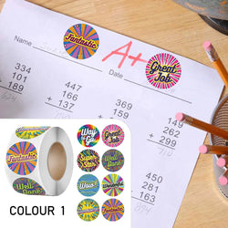 100-500pcs Cute Reward Stickers Roll with Word Motivational Stickers for School Teacher Kids Student Stationery Stickers Kids (Online Order Only)