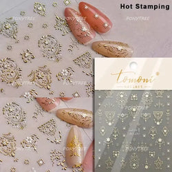 Retro Candlestick Holder Rose Rambler Birdcage Photo Frame Lace Self Adhesive Nail Art Sticker Charm Rhinestone Manicure Decal (Online Order Only)