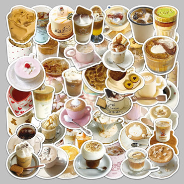 50Pcs Cartoon Brown Drink Food Stickers for Helmet Wall DIY Decor (ONLINE ORDER ONLY)