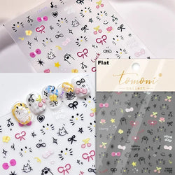 Dog Rabbit Line Bunny Footprint Bowknot Heart Cake Strawberry Flowers Bone Graffiti Adhesive Nail Art Stickers Manicure Decals (ONLINE ORDER ONLY)