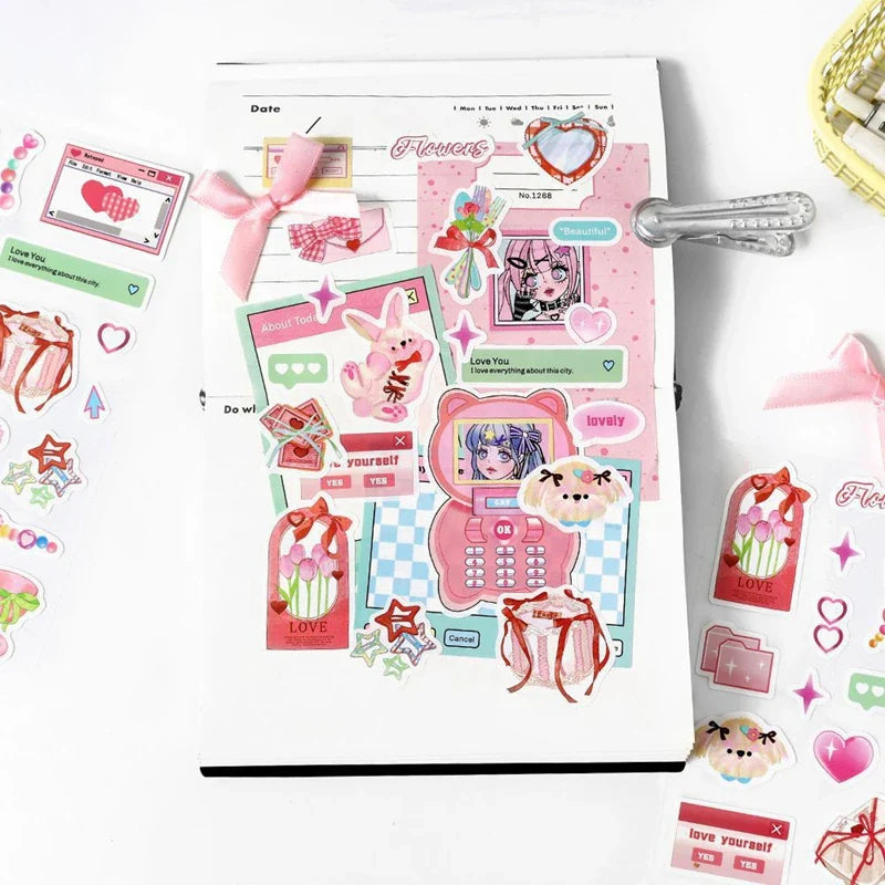 2Pcs/lot Girl Feelings Series Stickers Cute Sticker Scrapbooking Decorative Sticker Photo Album DIY Diary Stick Label Stationery (ONLINE ORDER ONLY)
