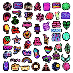 10/30/50PCS Neon Light Sticker Graffiti Sticker Scrapbook Notebook Car Guitar Wall Sticker Motorcycle Cute Cartoon Decoration (ONLINE ORDER ONLY)