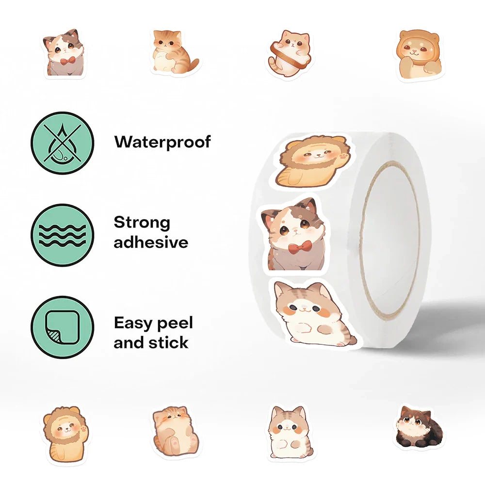 100-500pcs Cute Fat Cat Sticker Paper Reward Labels Thank You Sticker Gift Sealing Decoration Scrapbooking Stationery Supplies (ONLINE ORDER ONLY)