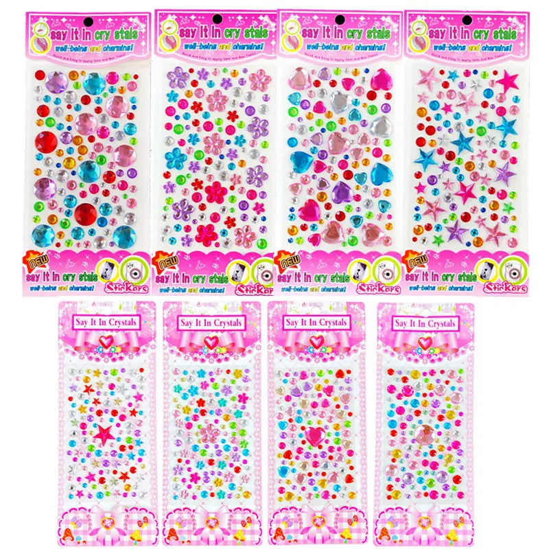 3D Gem Acrylic Crystal Stickers DIY Self-Adhesive Rhinestones for Kids Crafts (Online Order Only)
