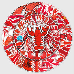 50Pcs Crayfish Cartoon Waterproof Vinyl Stickers for Skateboard Snowboard (ONLINE ORDER ONLY)