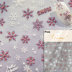 Shiny Snow Delicate Gold Pink Silver White Romantic Winter Self Adhesive Nail Art Stickers Snowflake Rhinestone Manicure Decals (ONLINE ORDER ONLY)