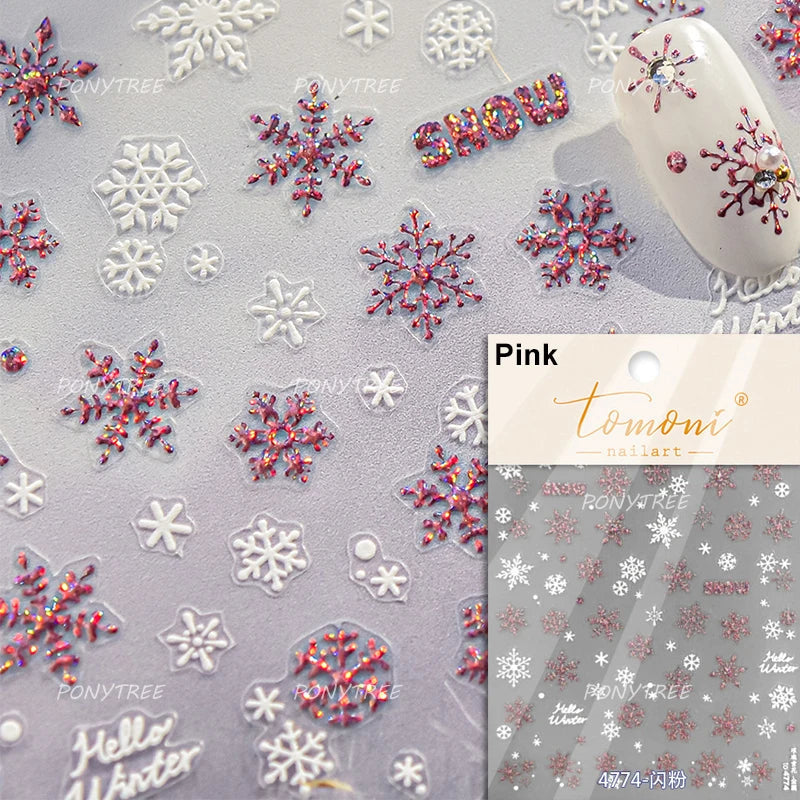 Geometric Grid Square Butterfly Snow Star Metal Self Adhesive Nail Art Sticker Snowflake Rhinestone Manicure Decal Nail Supplies (ONLINE ORDER ONLY)