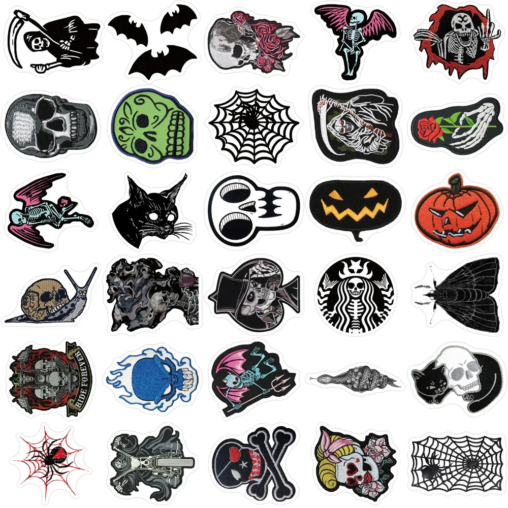 60PCS Dark Skull Spider Web Graffiti Sticker Cartoon Creative Sticker For Guitar Computer Car Waterproof Children Kids Sticker (ONLINE ORDER ONLY)
