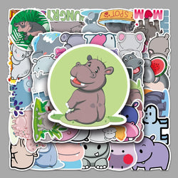 10/50PCS Cartoon Animal Hippo Sticker DIY Phone Laptop Luggage Skateboard Graffiti Decals Fun for Kid Toys (ONLINE ORDER ONLY)