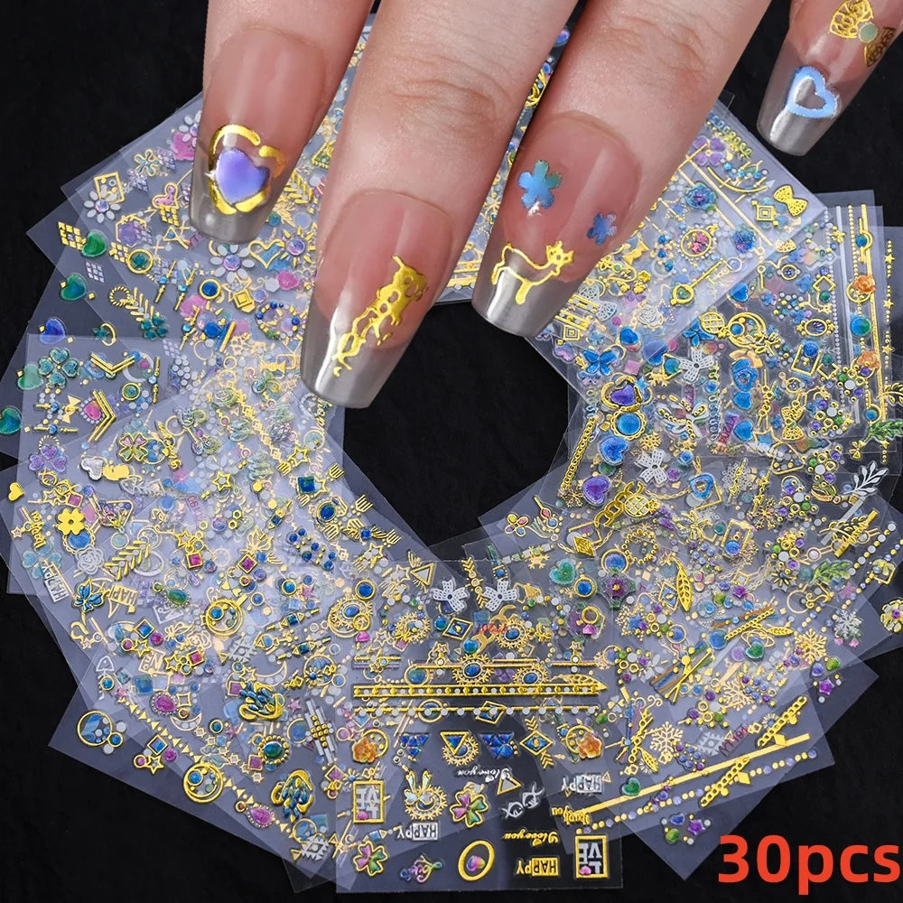 30pcs 3D Daisy Design Nail Art Sticker Set Acrylic Sanding Colorful Floral Decals Self-Adhesive Nail Art Supplies DIY Manicure * (ONLINE ORDER ONLY)