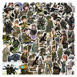 10/30/50pcs Anime Camouflage Female Military Uniform Girls Stickers Laptop Motorcycle Skateboard Phone Wall Sticker Kids Toys (ONLINE ORDER ONLY)