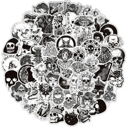 10/30/50/100pcs Cool Black White Punk Horror Gothic Graffiti Sticker Packs (ONLINE ORDER ONLY)