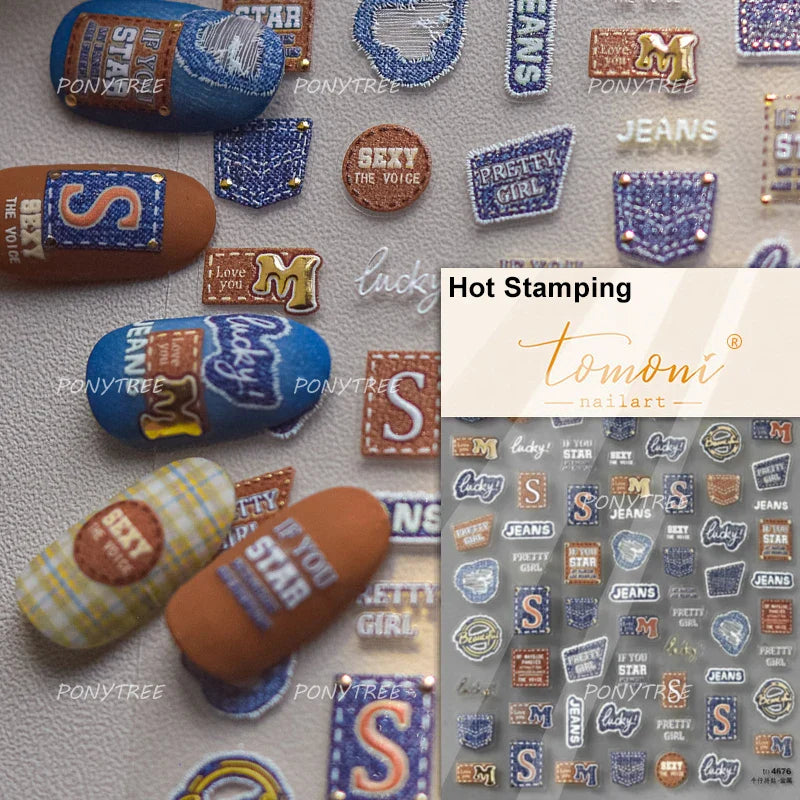 Retro White Lace Bandage Line Bowknot Irregular Fabric Cording Square Calligraphy Adhesive Nail Art Sticker 3D Manicure Decals (ONLINE ORDER ONLY)