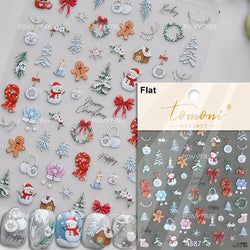 Crystal Ball Santa Claus Snowman Bowknot Red Christmas Tree Bell Socks Self Adhesive Nail Art Stickers Snowflake Manicure Decals (ONLINE ORDER ONLY)