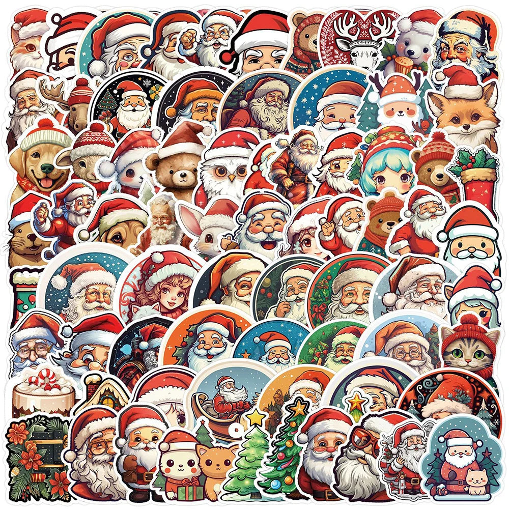 Retro Kawaii Christmas Santa Stickers for Kids - 10/30/50/100pcs (Online Order Only)