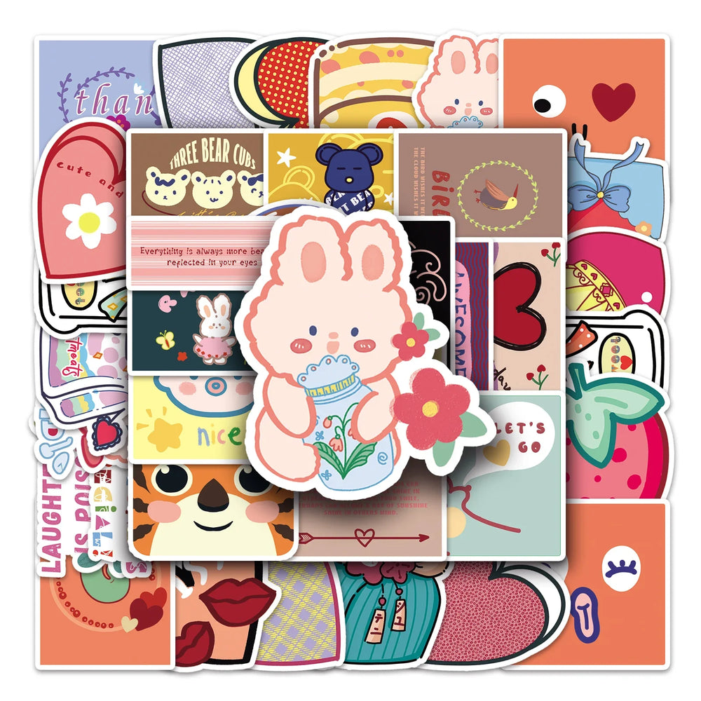 50Pcs Cute Cartoon Waterproof Vinyl Stickers for Skateboard Snowboard Decals (Online Order Only)