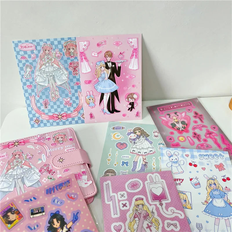 Cute Retro Comic Girl Stickers Diary Scrapbooking DIY Album Decoration Sticker Couple Aesthetic Kawaii Stationery Stick Label (ONLINE ORDER ONLY)