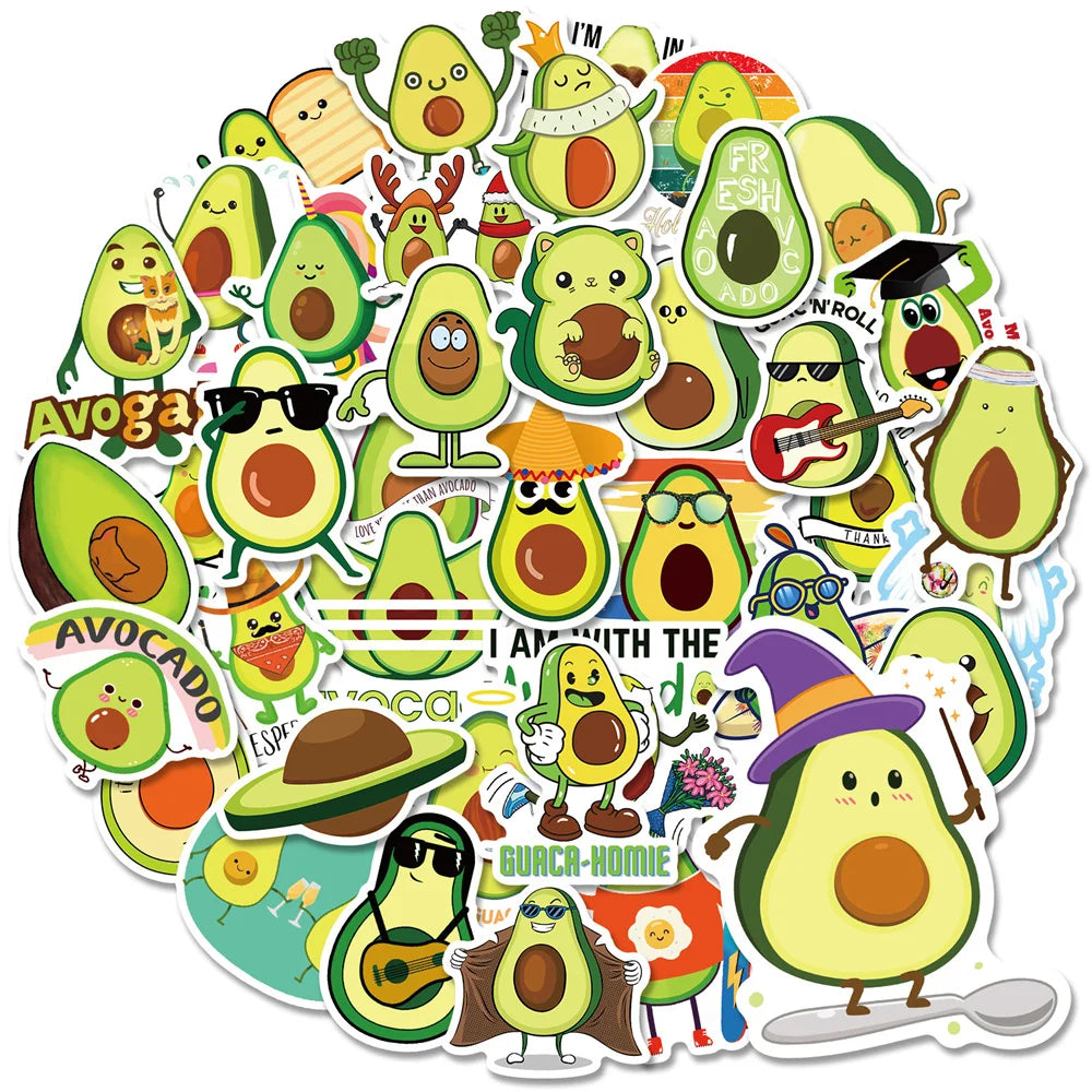 50PCS Net Red Fruit Avocado Sticker Cartoon Cute Ins Style Personalized Graffiti Luggage Compartment Refrigerator (Online Order Only)