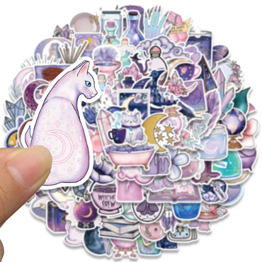 10/30/50/100PCS Graffiti Art Magic Moon Witch Crystal Stickers Aesthetic Decals Decoration DIY Scrapbook Phone Suitcase Car Toys (ONLINE ORDER ONLY)