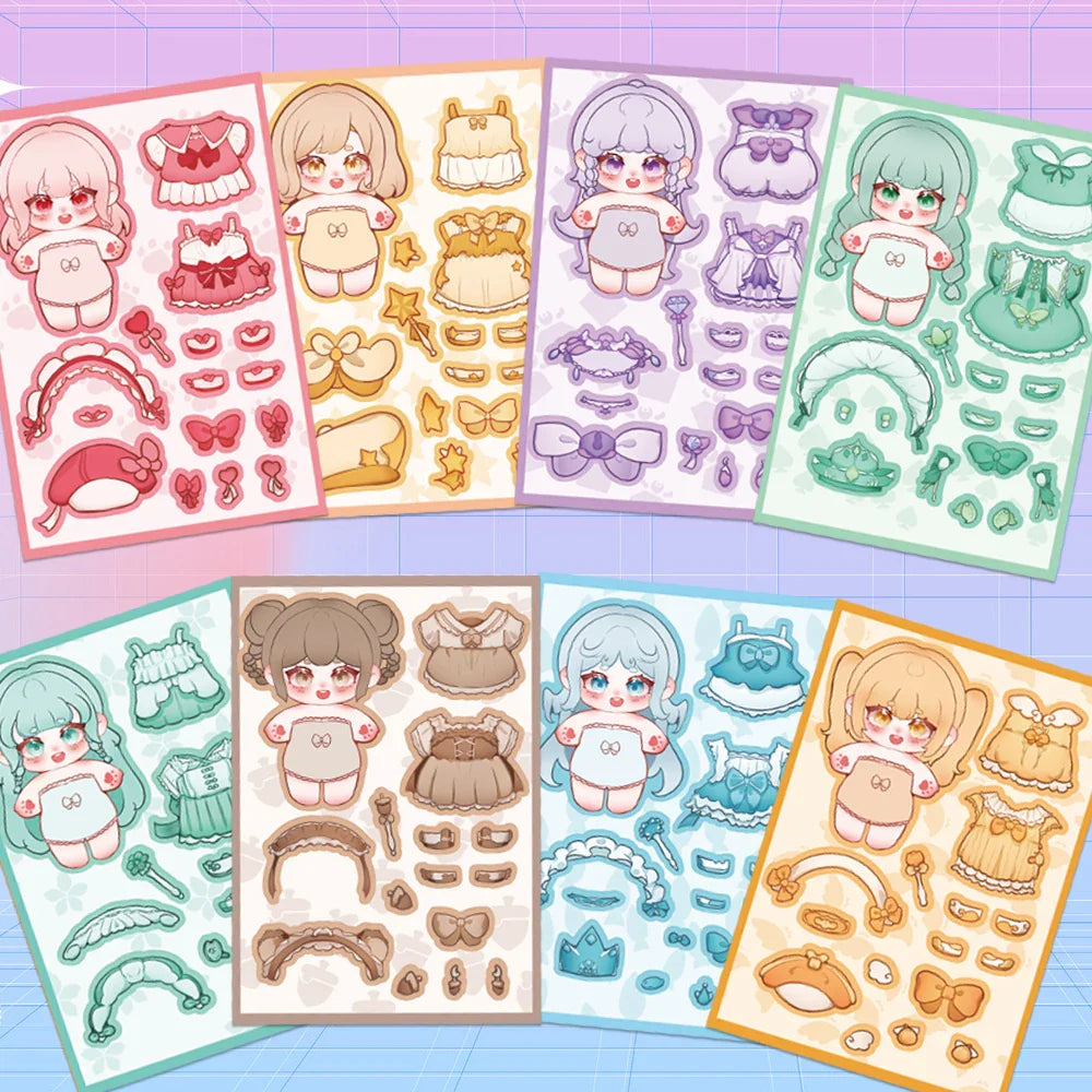 Cute Cartoon Cotton Doll Facelift Sticker DIY Puzzle Waterproof Scrapbook Decoration Gift Toy (Online Order Only)