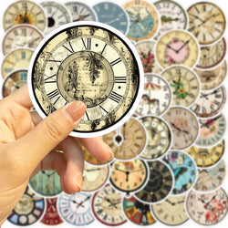 10/25/50pcs Retro clock Stickers Decals Cartoon Graffiti DIY  Notebook Luggage Wall Decoration PVC Sticker (ONLINE ORDER ONLY)
