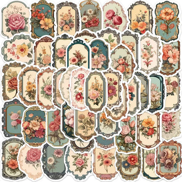 10/30/50PCS Vintage Flower Mirror PVC Sticky Sticker Aesthetic DIY Korean Stationery Decoration Scrapbooking School Supplies (ONLINE ORDER ONLY)