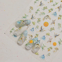 Autumn Fall Sunflower Rabbit Leaves Crane Rose Sun Mountain Hill Produce Good Harvests Cookie Nail Art Sticker Decoration Decals (ONLINE ORDER ONLY)