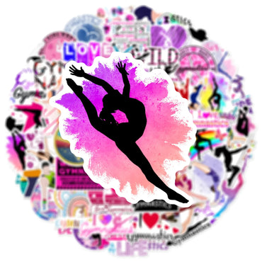 10/50pcs Sports Gymnastics Gym Cartoon Stickers Waterproof Graffiti Scrapbook Water Bottle Travel Luggage Laptop Cool Sticker (Online Order Only)
