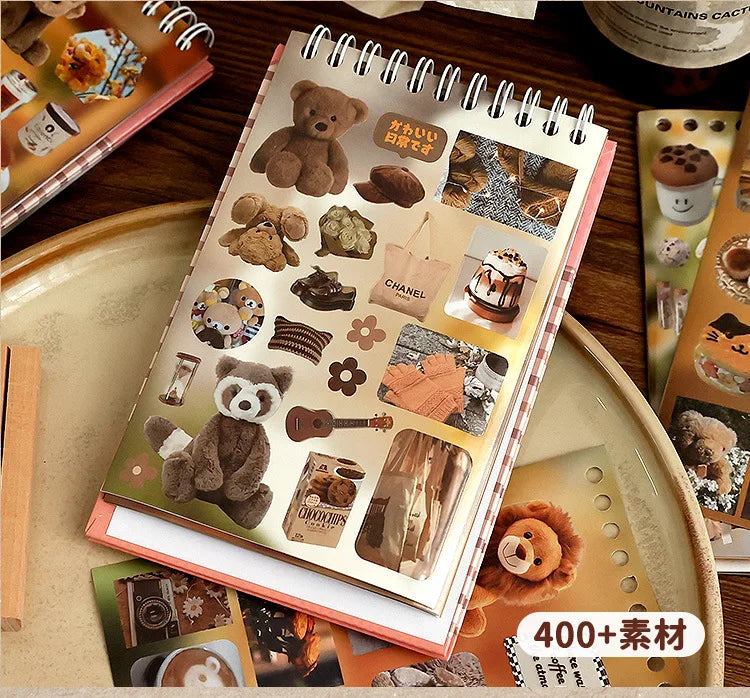 30sheets/book Y2K Retro Cute Bear Food Cut Film Sticker for Laptop Phone Camera Journal Scrapbook Kawaii Decoration Sticker Gift (ONLINE ORDER ONLY)