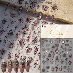 Cat Eye Halloween Terror Spider Cross Rose Love Heart Flower Snake Web Candy Bunny Thrilling Nail Art Stickers Manicure Decals (Online Order Only)
