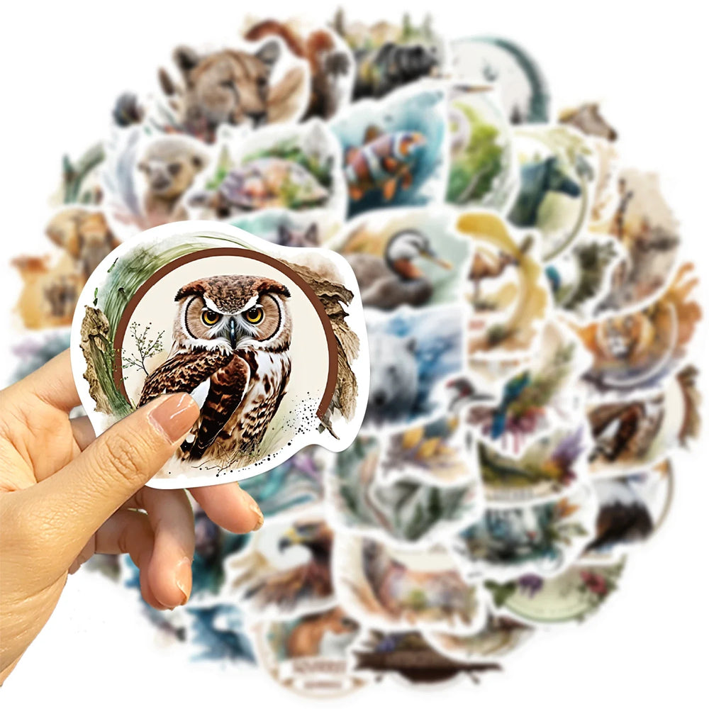 50PCS Cute Zoo Wild Animals Cartoon Stickers for Kids Toy DIY Luggage Laptop Guitar Skateboard Phone Case Bike Car Sticker (ONLINE ORDER ONLY)