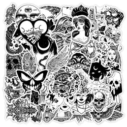 10/50PCS Black White Gothic Magic Witch Cool Stickers Cartoon Decals Toys Skateboard Laptop Motorcycle Car Waterproof Sticker (ONLINE ORDER ONLY)