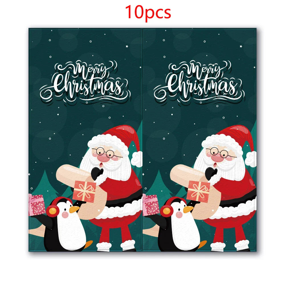 10-50pcs Merry Christmas Stickers 5*10cm Red Christmas Gift Decor Seal Stickers Cute Santa Stickers Stationery Supplies (ONLINE ORDER ONLY)
