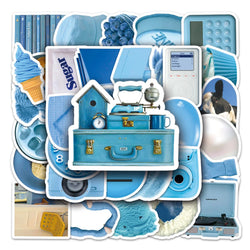 50Pcs Blue Cartoon Waterproof Vinyl Stickers for Skateboard Snowboard (Online Order Only)