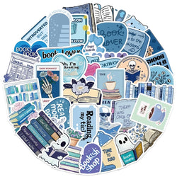 10/30/50PCS Kawaii Blue Reading Sticky PVC Sticker Aesthetic DIY Decoration Scrapbooking Hand Accounting Supplies for Kids (Online Order Only)